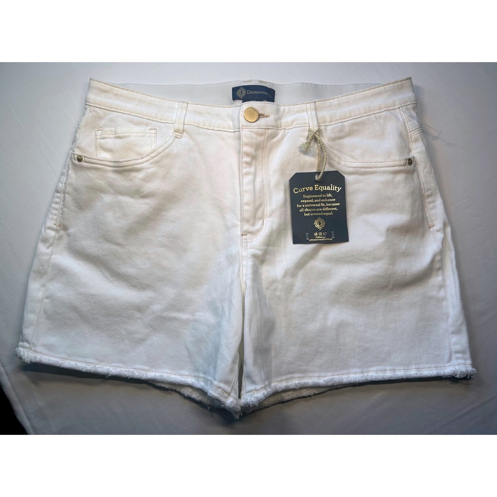 Democracy Shorts Women 16 White Ab Solution High Rise Frayed Hem